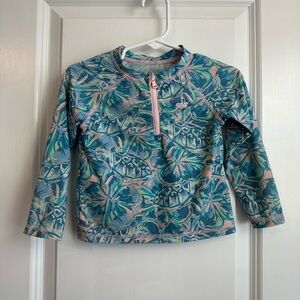 Vineyard Vines Girls Tropical Turtle 1/4 Zip Rashguard Size 12-18 Months